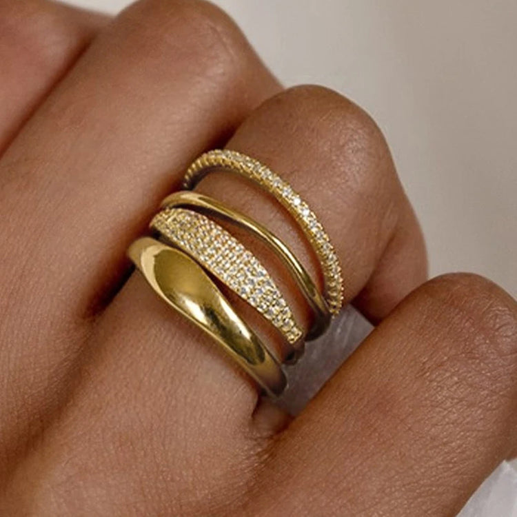 Auryn 4PC Dainty Ring Band Set - Gold or Silver