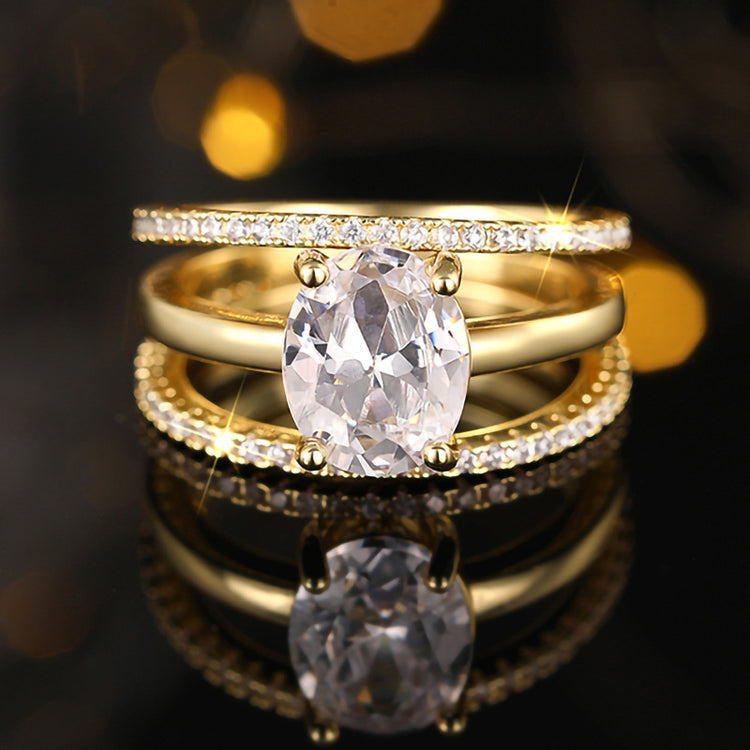 Kaya 3PC Set Oval Cut Cubic Zirconia Ring