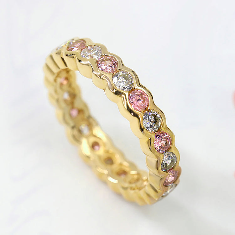 Caeli Cubic Zirconia Ring Band in Gold or Silver