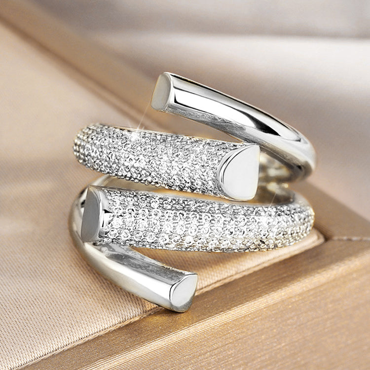 Veya Pave Cubic Zirconia Twist Ring