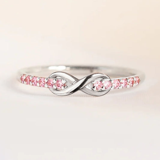 Auri Infinity Pink Cubic Zirconia Silver Ring Band