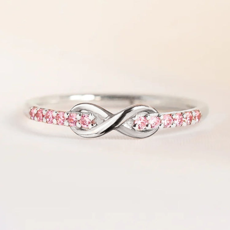 Auri Infinity Pink Cubic Zirconia Silver Ring Band