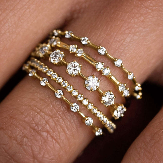 Valora Multi Stack Cubic Zirconia Gold Ring