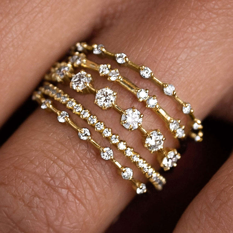 Valora Multi Stack Cubic Zirconia Gold Ring