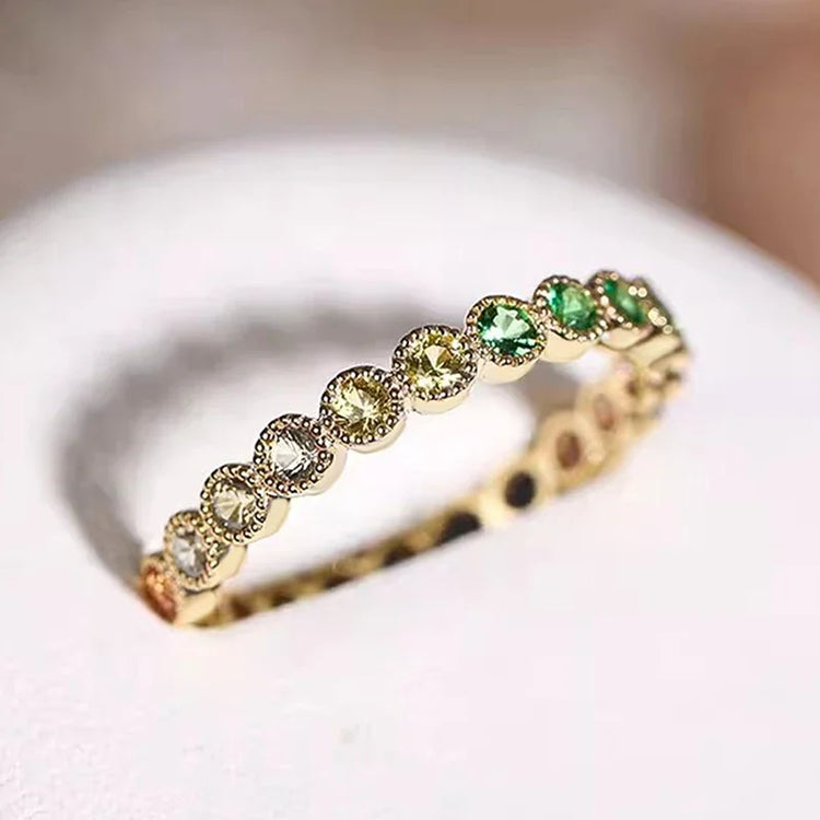 Elyra Multi-Colored Stone Gold Ring Band
