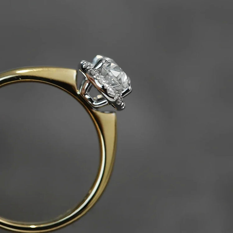 Tali Dual Tone Oval Halo Cubic Zirconia Ring