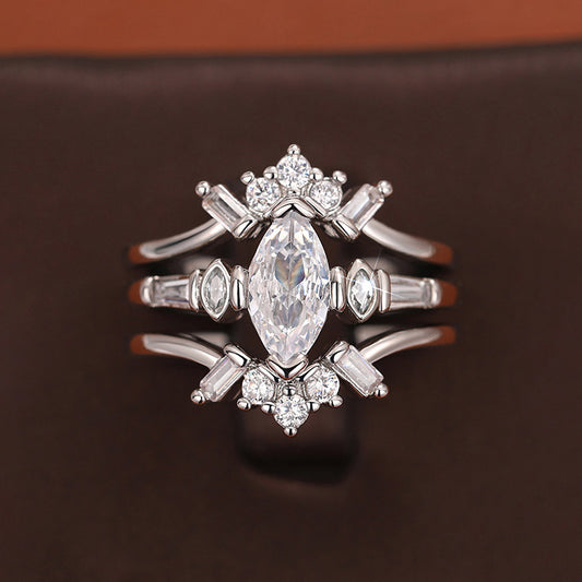 Avelin 3PC Cubic Zirconia Silver Ring Set