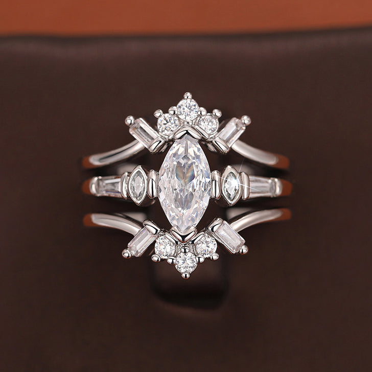 Avelin 3PC Cubic Zirconia Silver Ring Set