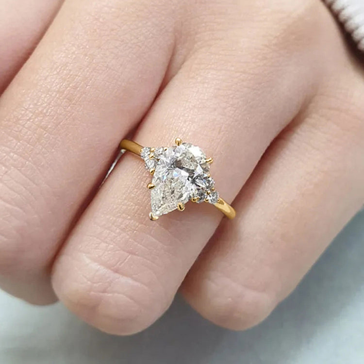 Ena Pear Cut Gold Ring