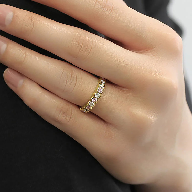 Caeli Cubic Zirconia Ring Band in Gold or Silver