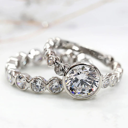 Mira Round Cut Ring Set Silver