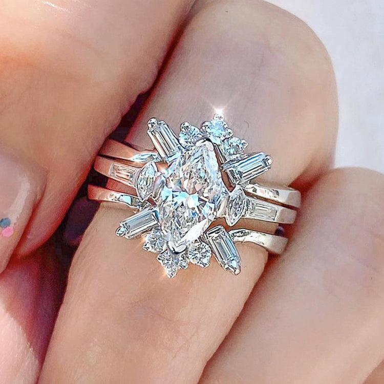 Avelin 3PC Cubic Zirconia Silver Ring Set