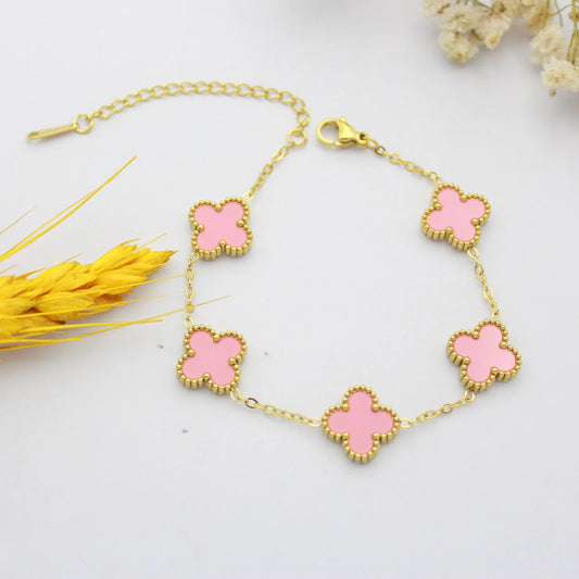 Light Pink Gold Clover Bracelet