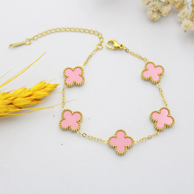 Light Pink Gold Clover Bracelet