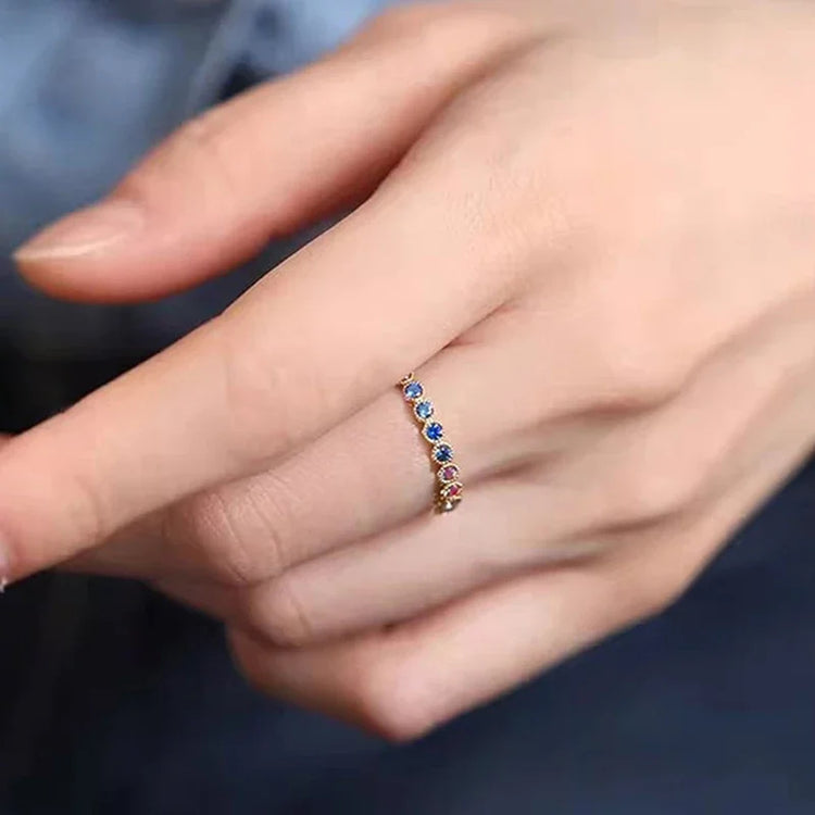 Elyra Multi-Colored Stone Gold Ring Band