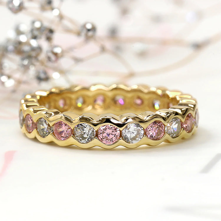 Caeli Cubic Zirconia Ring Band in Gold or Silver
