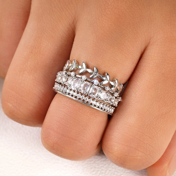 Oria 5PC Dainty Ring Set in Gold or Silver