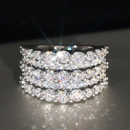 Rhea Multi Stack Cubic Zirconia Silver Ring