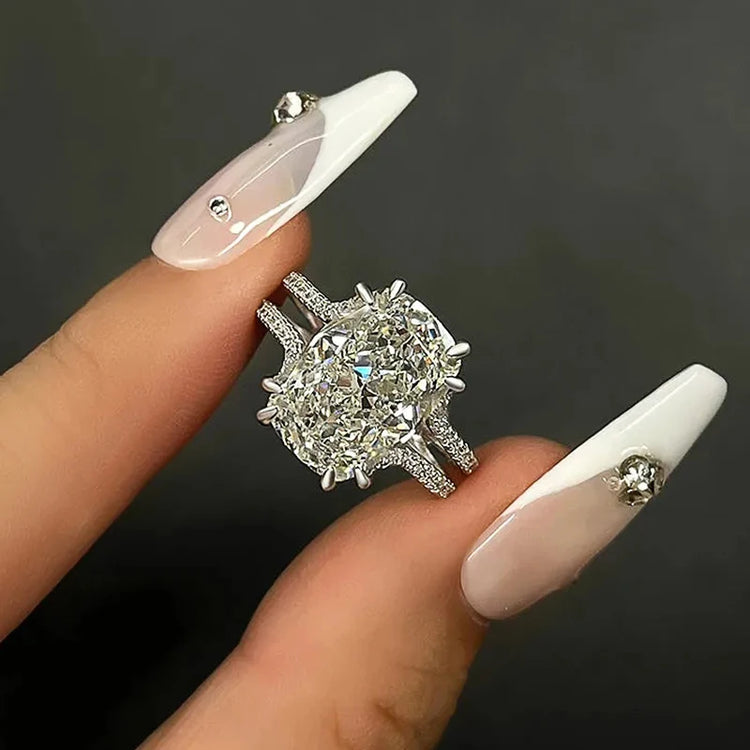 Cleo Elongated Ascher Cut Ring Silver