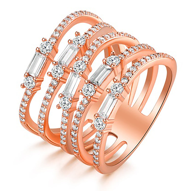 Aurea Multi Stack Rose Gold Cubic Zirconia Ring
