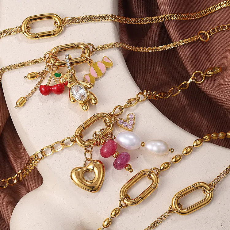 Claire Gold Cuban Chain Necklace for Charms and Pendants