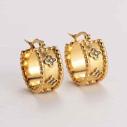 Auri Clover Hoop Gold Earrings