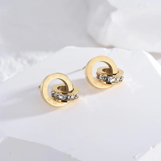 Nyra Round Classic Earrings PVD Plated