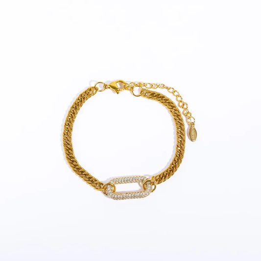 Solara Round Pendant Gold Chain Bracelet