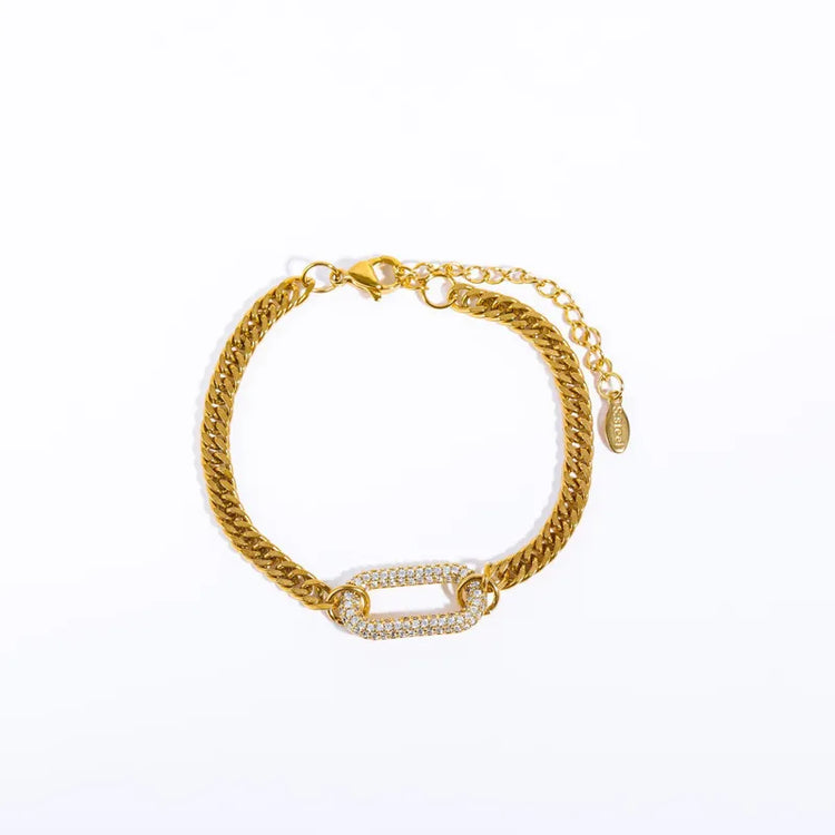 Solara Round Pendant Gold Chain Bracelet