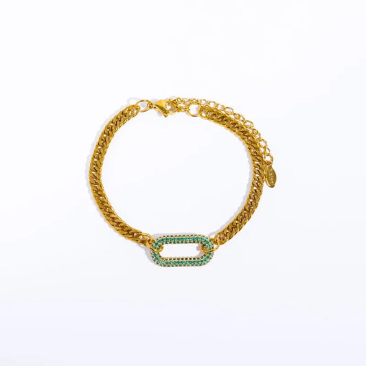 Solara Round Pendant Gold Chain Bracelet