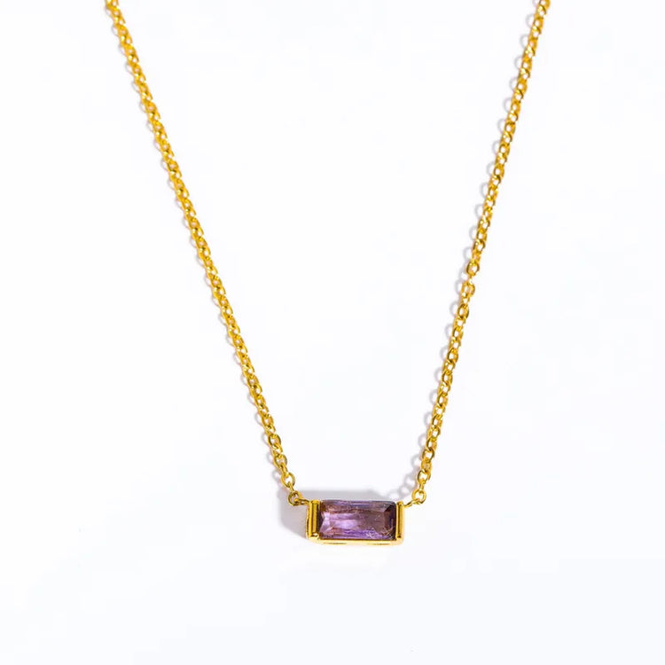 Zodiac Signs Gemstone Gold Dainty Necklace for Women