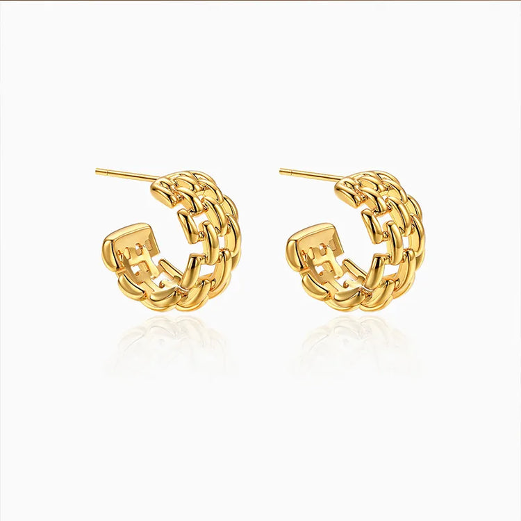 Woven Tides Gold Earrings