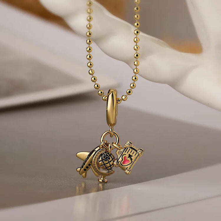 Travel Charms Gold Necklace