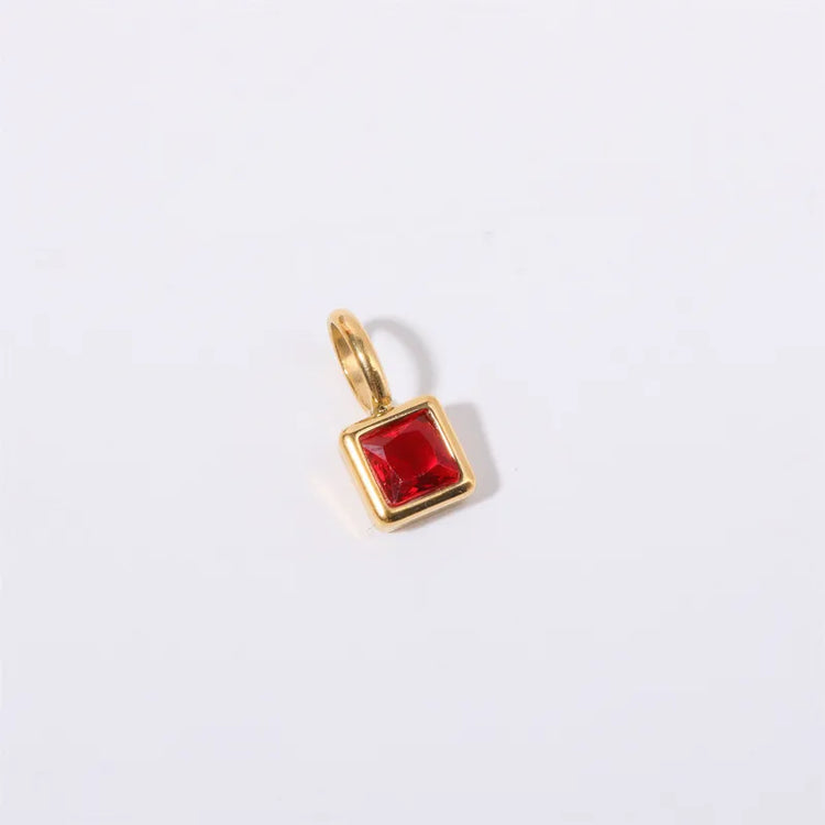 Birthstone Charm Pendant Non-Tarnish in Gold