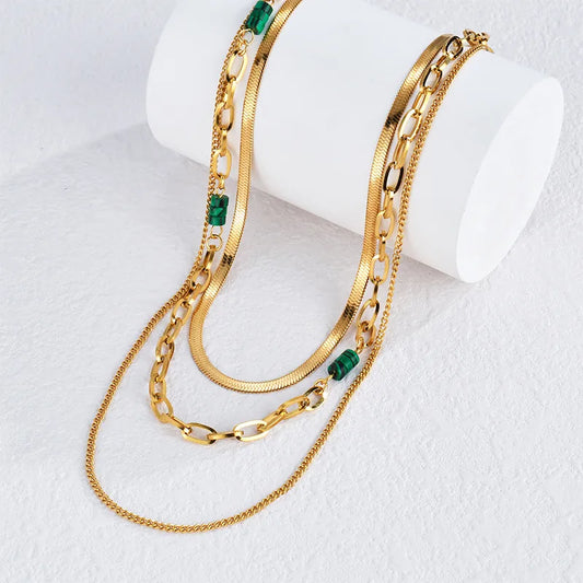 Mari 3PC Gold Stacked Necklace Non-Tarnish