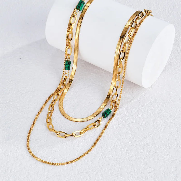 Mari 3PC Gold Stacked Necklace Non-Tarnish