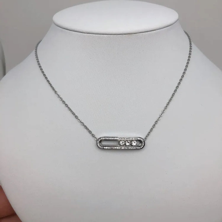 Penny Rolling Zircon Pendant Necklace