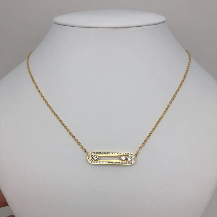 Penny Rolling Zircon Pendant Necklace