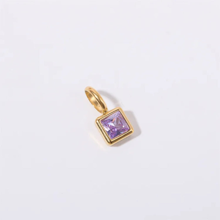 Birthstone Charm Pendant Non-Tarnish in Gold
