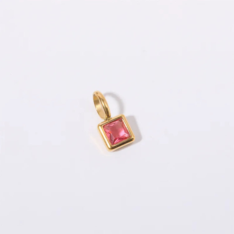 Birthstone Charm Pendant Non-Tarnish in Gold