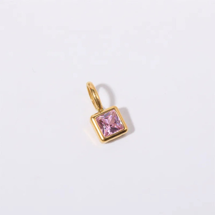 Birthstone Charm Pendant Non-Tarnish in Gold