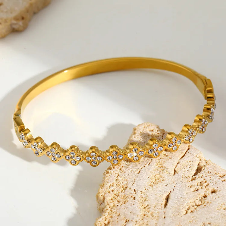 Endless Bloom Floral Bangle Gold Bracelet