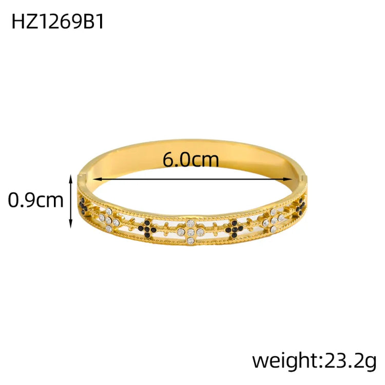 Elaris Multi-Color Stone Gold Bangle - Stainless Steel Non-Tarnish Jewelry