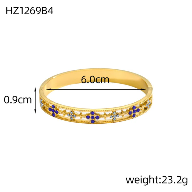 Elaris Multi-Color Stone Gold Bangle - Stainless Steel Non-Tarnish Jewelry