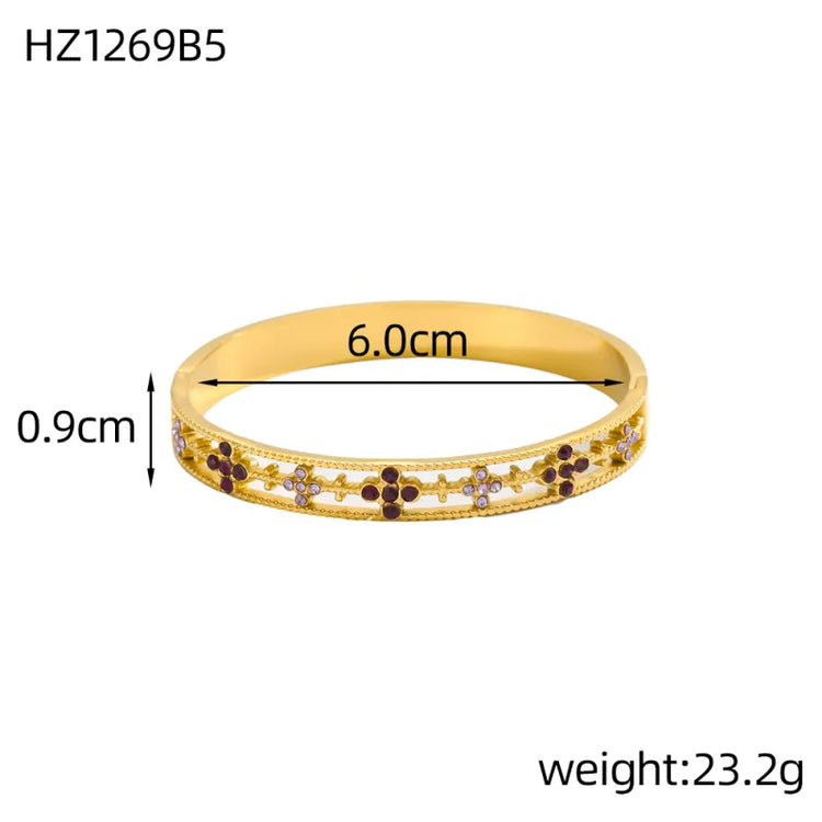 Elaris Multi-Color Stone Gold Bangle - Stainless Steel Non-Tarnish Jewelry