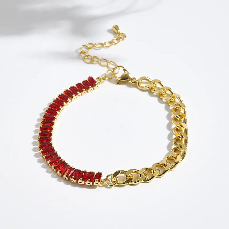 Elvira 18K Baguette-Cut Tennis Chain Bracelet (Copy)