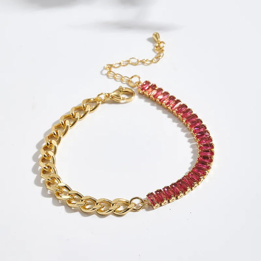 Elvira 18K Baguette-Cut Tennis Chain Bracelet
