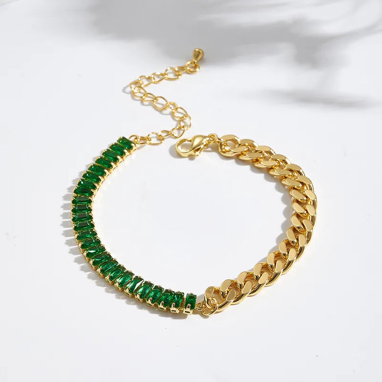 Elvira 18K Baguette-Cut Tennis Chain Bracelet
