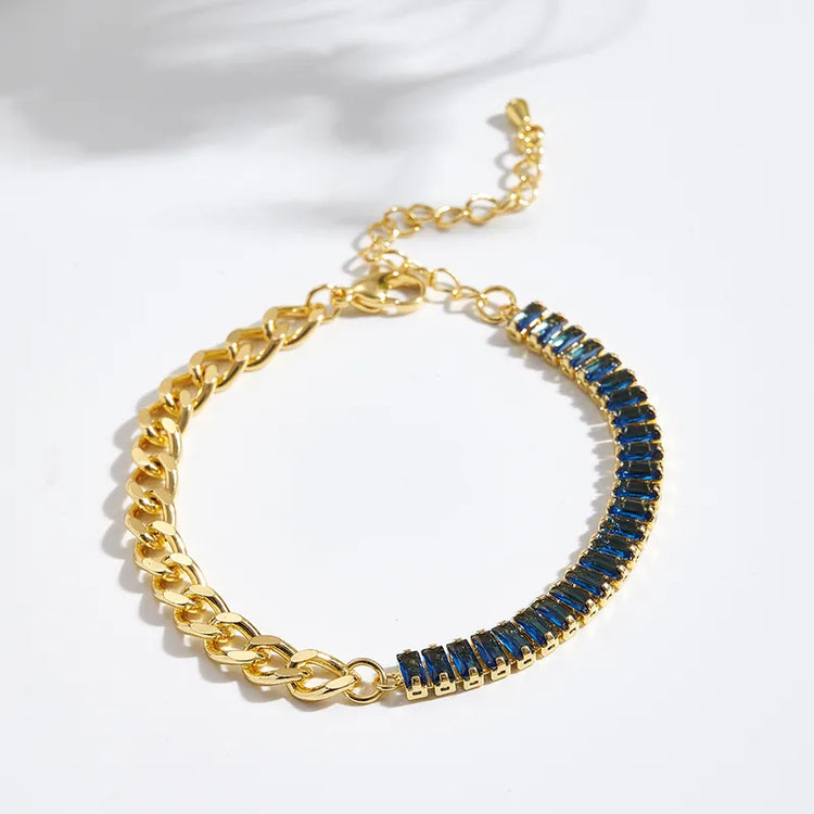 Elvira 18K Baguette-Cut Tennis Chain Bracelet (Copy)