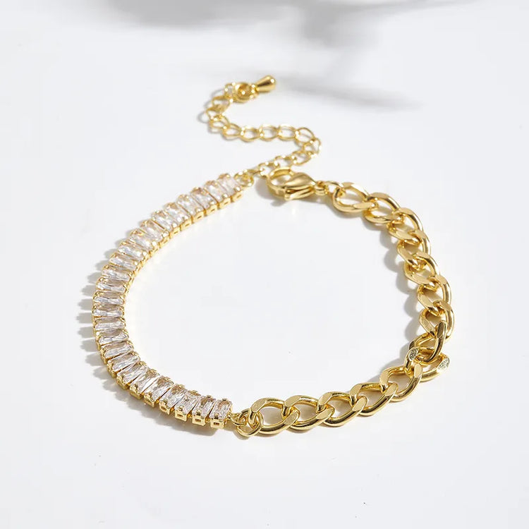 Elvira 18K Baguette-Cut Tennis Chain Bracelet